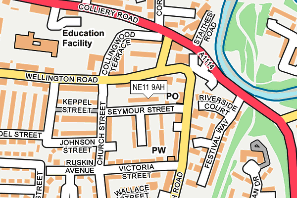 NE11 9AH map - OS OpenMap – Local (Ordnance Survey) NE11 9AH map - OS OpenMap – Local (Ordnance Survey)