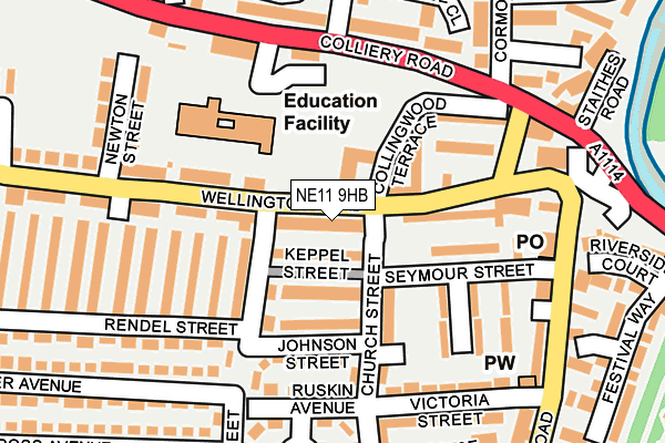 NE11 9HB map - OS OpenMap – Local (Ordnance Survey) NE11 9HB map - OS OpenMap – Local (Ordnance Survey)