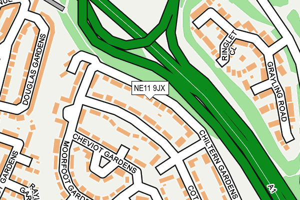 NE11 9JX map - OS OpenMap – Local (Ordnance Survey) NE11 9JX map - OS OpenMap – Local (Ordnance Survey)
