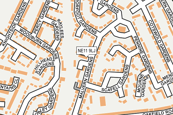 NE11 9LJ map - OS OpenMap – Local (Ordnance Survey) NE11 9LJ map - OS OpenMap – Local (Ordnance Survey)
