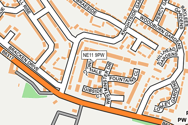 NE11 9PW map - OS OpenMap – Local (Ordnance Survey) NE11 9PW map - OS OpenMap – Local (Ordnance Survey)