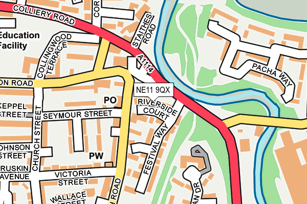NE11 9QX map - OS OpenMap – Local (Ordnance Survey) NE11 9QX map - OS OpenMap – Local (Ordnance Survey)