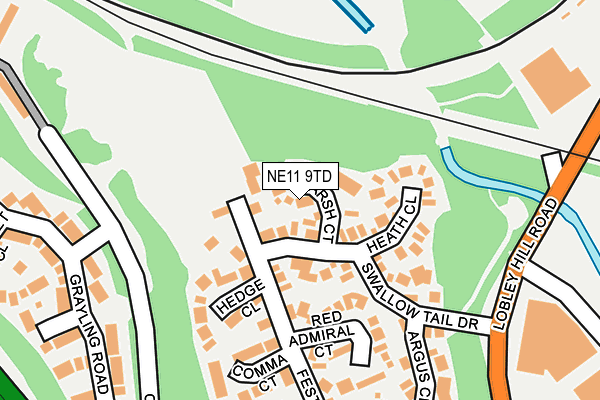 NE11 9TD map - OS OpenMap – Local (Ordnance Survey) NE11 9TD map - OS OpenMap – Local (Ordnance Survey)