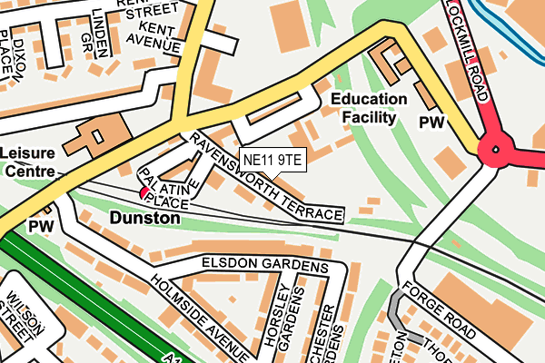 NE11 9TE map - OS OpenMap – Local (Ordnance Survey) NE11 9TE map - OS OpenMap – Local (Ordnance Survey)