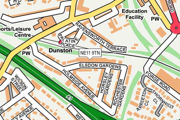 NE11 9TN map - OS OpenMap – Local (Ordnance Survey) NE11 9TN map - OS OpenMap – Local (Ordnance Survey)