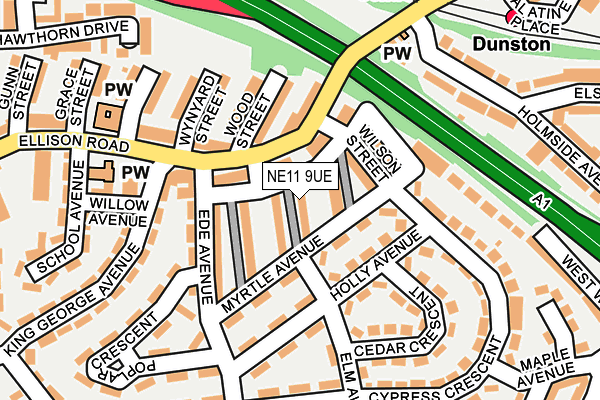 NE11 9UE map - OS OpenMap – Local (Ordnance Survey) NE11 9UE map - OS OpenMap – Local (Ordnance Survey)