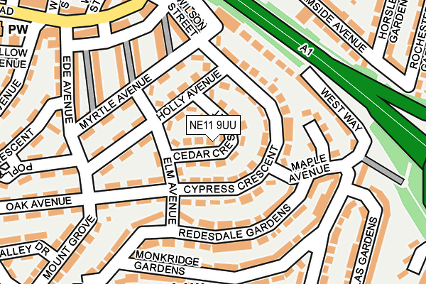 NE11 9UU map - OS OpenMap – Local (Ordnance Survey) NE11 9UU map - OS OpenMap – Local (Ordnance Survey)