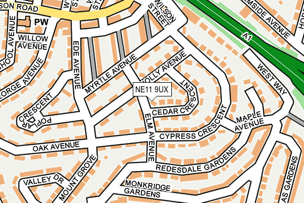 NE11 9UX map - OS OpenMap – Local (Ordnance Survey)