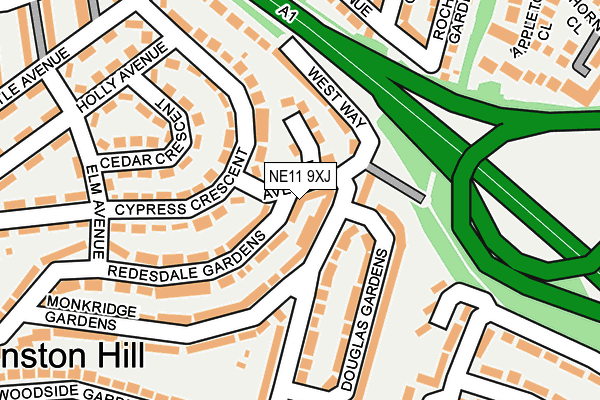 NE11 9XJ map - OS OpenMap – Local (Ordnance Survey) NE11 9XJ map - OS OpenMap – Local (Ordnance Survey)