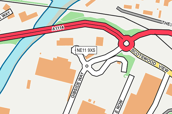 NE11 9XS map - OS OpenMap – Local (Ordnance Survey) NE11 9XS map - OS OpenMap – Local (Ordnance Survey)
