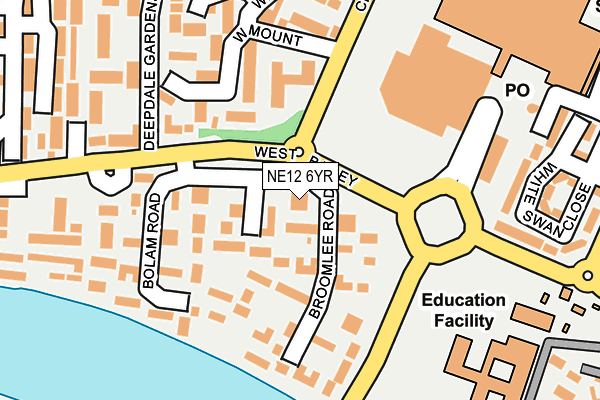 NE12 6YR map - OS OpenMap – Local (Ordnance Survey)