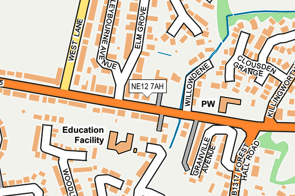 NE12 7AH map - OS OpenMap – Local (Ordnance Survey)