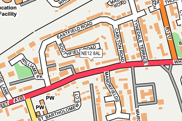 NE12 8AL map - OS OpenMap – Local (Ordnance Survey) NE12 8AL map - OS OpenMap – Local (Ordnance Survey)