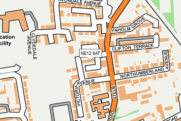 NE12 8AT map - OS OpenMap – Local (Ordnance Survey) NE12 8AT map - OS OpenMap – Local (Ordnance Survey)