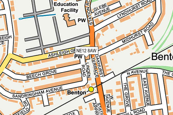 NE12 8AW map - OS OpenMap – Local (Ordnance Survey) NE12 8AW map - OS OpenMap – Local (Ordnance Survey)