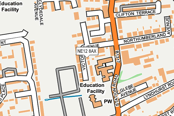 NE12 8AX map - OS OpenMap – Local (Ordnance Survey)