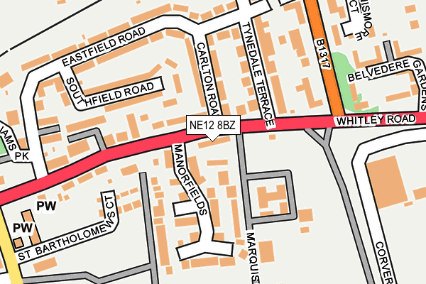 NE12 8BZ map - OS OpenMap – Local (Ordnance Survey) NE12 8BZ map - OS OpenMap – Local (Ordnance Survey)