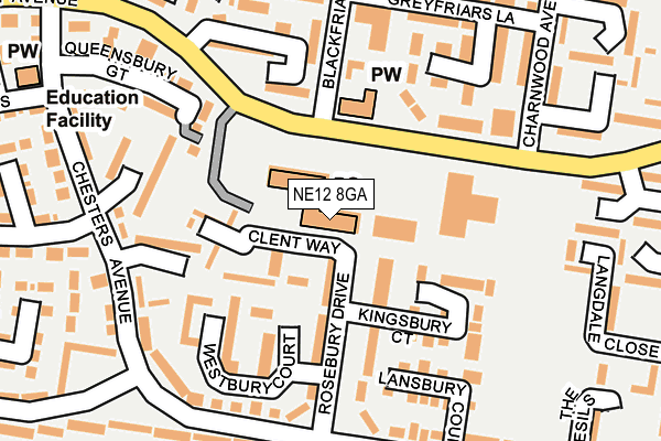 NE12 8GA map - OS OpenMap – Local (Ordnance Survey) NE12 8GA map - OS OpenMap – Local (Ordnance Survey)
