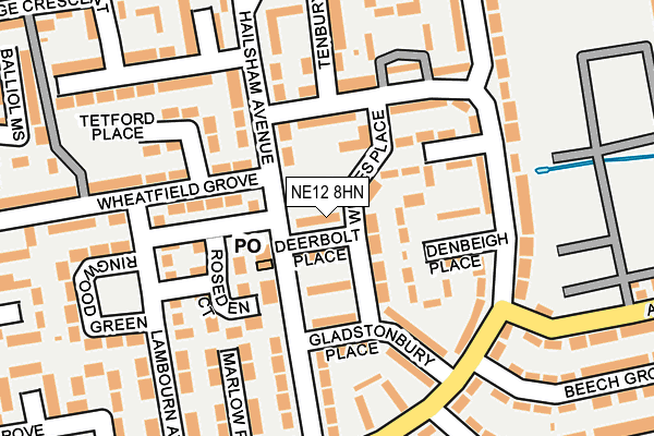 NE12 8HN map - OS OpenMap – Local (Ordnance Survey) NE12 8HN map - OS OpenMap – Local (Ordnance Survey)