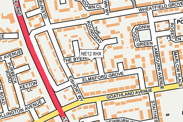 NE12 8HX map - OS OpenMap – Local (Ordnance Survey) NE12 8HX map - OS OpenMap – Local (Ordnance Survey)