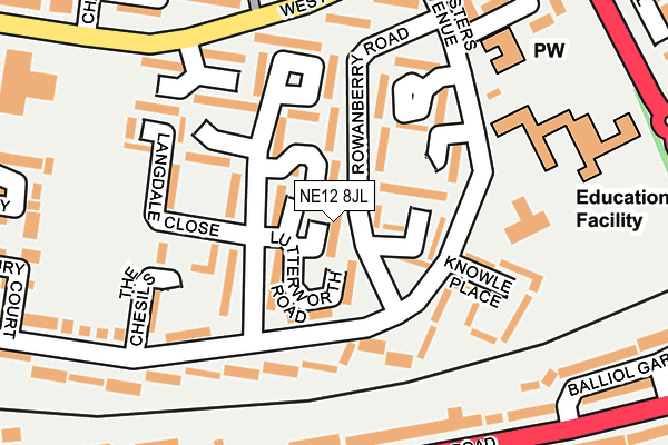 NE12 8JL map - OS OpenMap – Local (Ordnance Survey) NE12 8JL map - OS OpenMap – Local (Ordnance Survey)