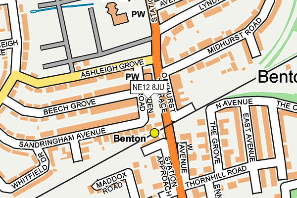 NE12 8JU map - OS OpenMap – Local (Ordnance Survey)