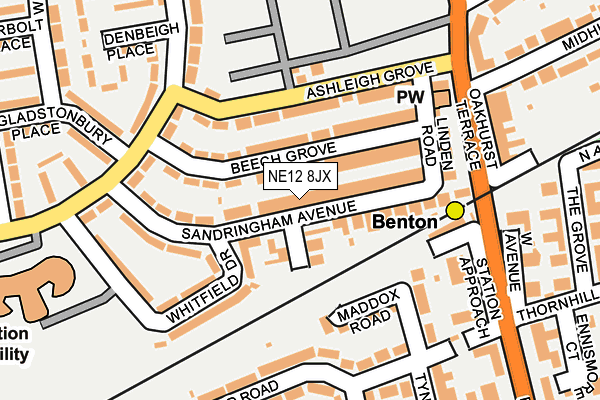 NE12 8JX map - OS OpenMap – Local (Ordnance Survey)