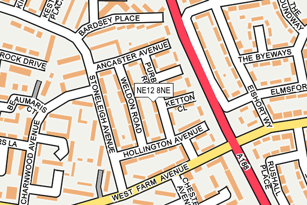 NE12 8NE map - OS OpenMap – Local (Ordnance Survey) NE12 8NE map - OS OpenMap – Local (Ordnance Survey)