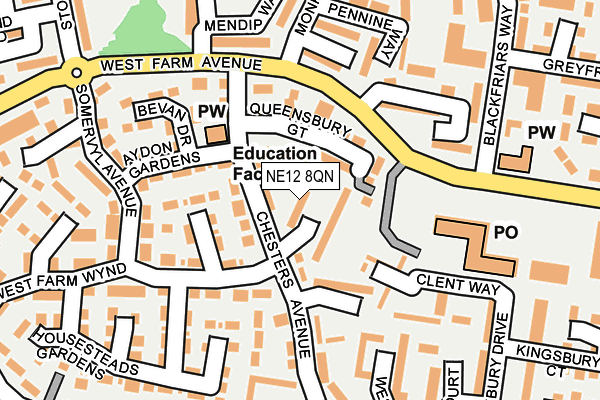 NE12 8QN map - OS OpenMap – Local (Ordnance Survey)