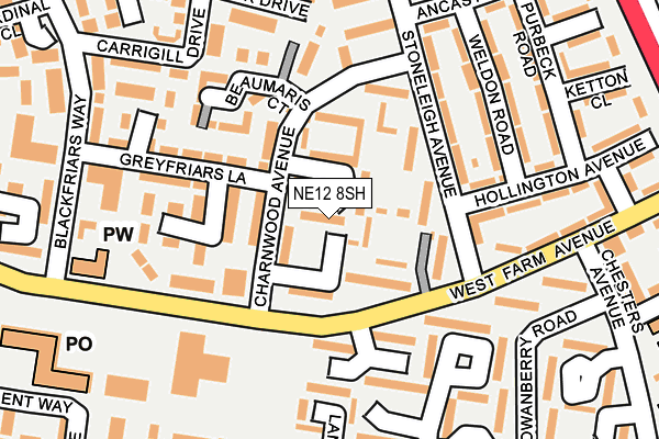 NE12 8SH map - OS OpenMap – Local (Ordnance Survey) NE12 8SH map - OS OpenMap – Local (Ordnance Survey)