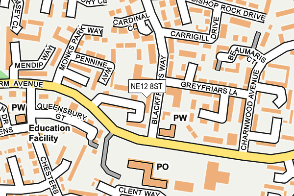 NE12 8ST map - OS OpenMap – Local (Ordnance Survey) NE12 8ST map - OS OpenMap – Local (Ordnance Survey)