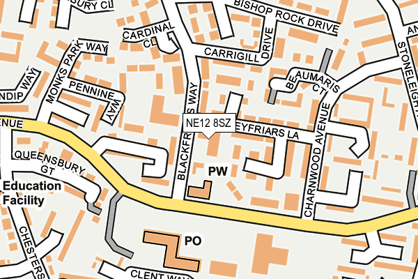 NE12 8SZ map - OS OpenMap – Local (Ordnance Survey) NE12 8SZ map - OS OpenMap – Local (Ordnance Survey)