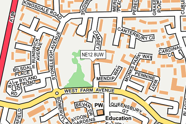 NE12 8UW map - OS OpenMap – Local (Ordnance Survey) NE12 8UW map - OS OpenMap – Local (Ordnance Survey)