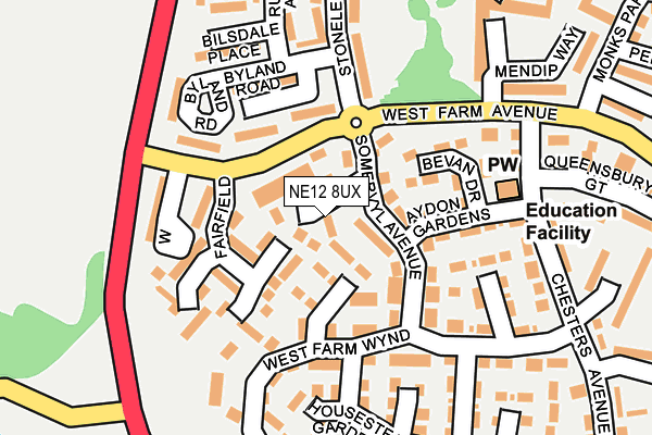 NE12 8UX map - OS OpenMap – Local (Ordnance Survey)