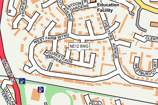 NE12 8WG map - OS OpenMap – Local (Ordnance Survey)