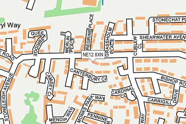 NE12 8XN map - OS OpenMap – Local (Ordnance Survey)