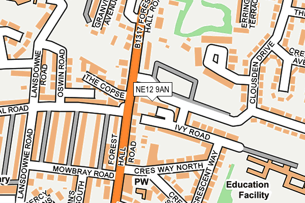 NE12 9AN map - OS OpenMap – Local (Ordnance Survey) NE12 9AN map - OS OpenMap – Local (Ordnance Survey)