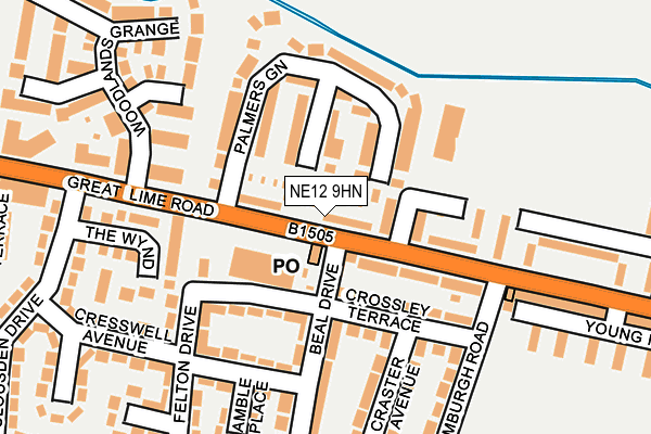 NE12 9HN map - OS OpenMap – Local (Ordnance Survey)