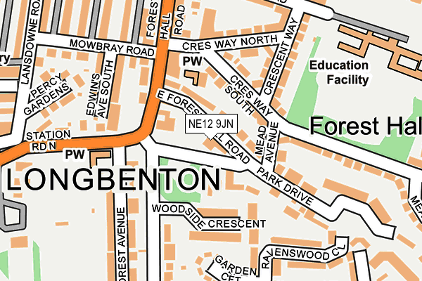 NE12 9JN map - OS OpenMap – Local (Ordnance Survey)