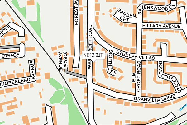 NE12 9JT map - OS OpenMap – Local (Ordnance Survey) NE12 9JT map - OS OpenMap – Local (Ordnance Survey)