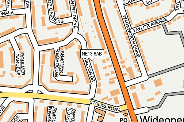 NE13 6AB map - OS OpenMap – Local (Ordnance Survey) NE13 6AB map - OS OpenMap – Local (Ordnance Survey)