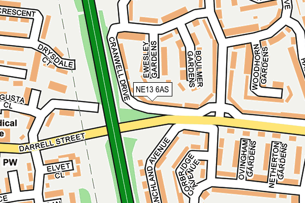 NE13 6AS map - OS OpenMap – Local (Ordnance Survey) NE13 6AS map - OS OpenMap – Local (Ordnance Survey)