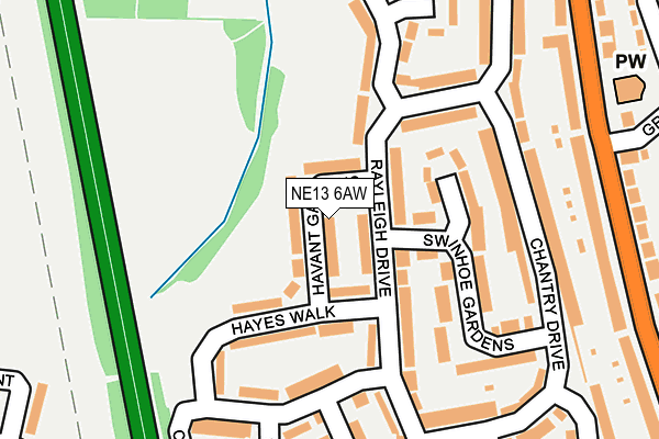 NE13 6AW map - OS OpenMap – Local (Ordnance Survey) NE13 6AW map - OS OpenMap – Local (Ordnance Survey)
