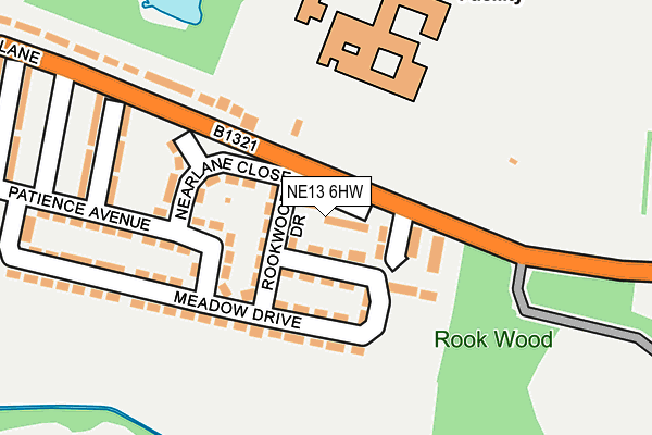 NE13 6HW map - OS OpenMap – Local (Ordnance Survey) NE13 6HW map - OS OpenMap – Local (Ordnance Survey)
