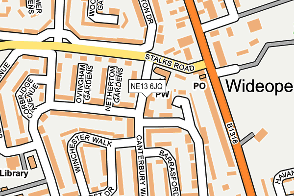 NE13 6JQ map - OS OpenMap – Local (Ordnance Survey) NE13 6JQ map - OS OpenMap – Local (Ordnance Survey)