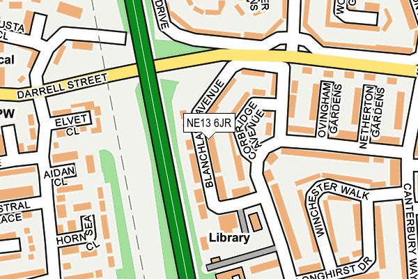 NE13 6JR map - OS OpenMap – Local (Ordnance Survey) NE13 6JR map - OS OpenMap – Local (Ordnance Survey)