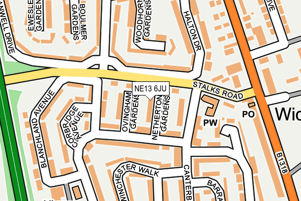 NE13 6JU map - OS OpenMap – Local (Ordnance Survey) NE13 6JU map - OS OpenMap – Local (Ordnance Survey)
