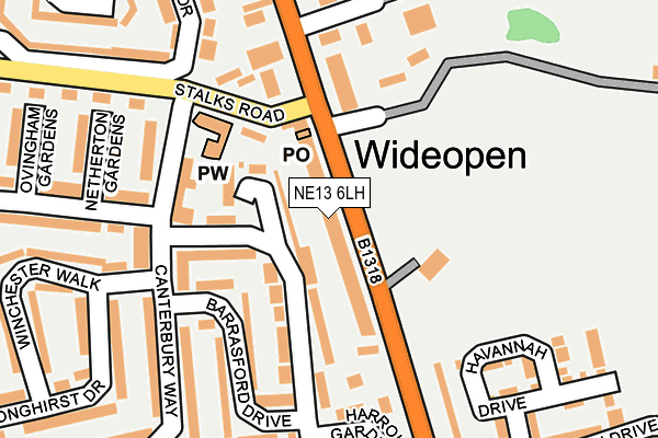 NE13 6LH map - OS OpenMap – Local (Ordnance Survey) NE13 6LH map - OS OpenMap – Local (Ordnance Survey)