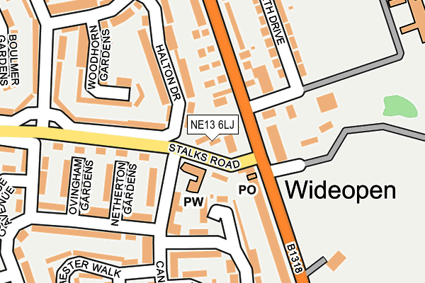 NE13 6LJ map - OS OpenMap – Local (Ordnance Survey) NE13 6LJ map - OS OpenMap – Local (Ordnance Survey)