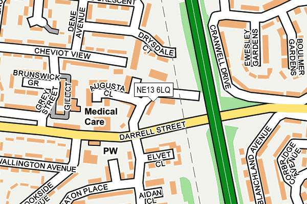 NE13 6LQ map - OS OpenMap – Local (Ordnance Survey) NE13 6LQ map - OS OpenMap – Local (Ordnance Survey)
